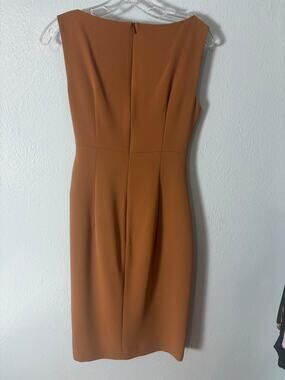 Max Mara Studio XS Camel Sheath Dress Ruched Italian Designer Career Cocktail